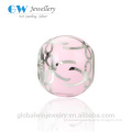 New Arrival Woman Fashion Jewelry Silver Pink Enamel Ribbon Ball Charm Beads AMLD003